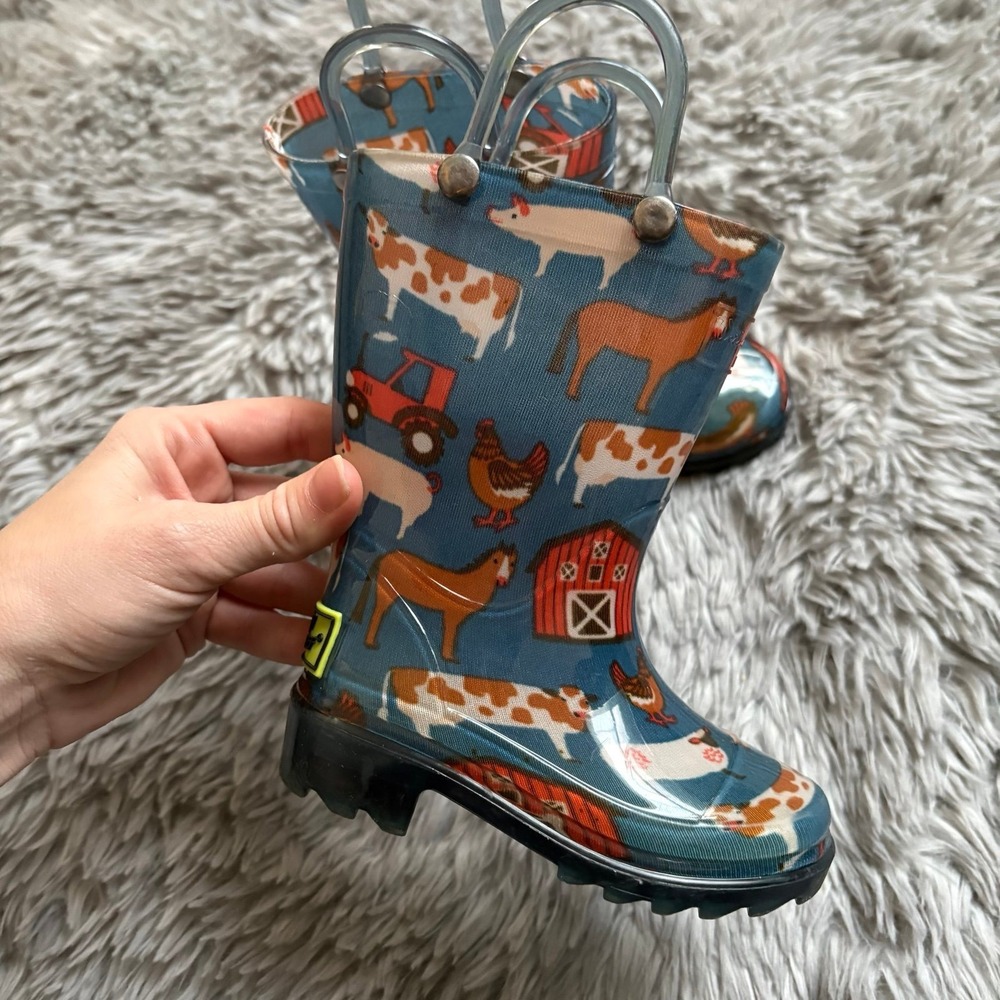 Western Chief Farm Animal Rain Boots Toddler 5c Unisex Spring Summer - Picture 2 of 5